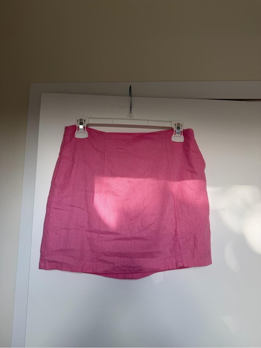 Women’s Pink Linen Blend Mini Skirt